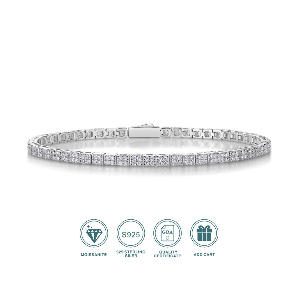 Moissanite Tennis Bracelet Bracelet 925 Sterling Silver Diamond Tennis Bracelet D Color VVS1 Round C