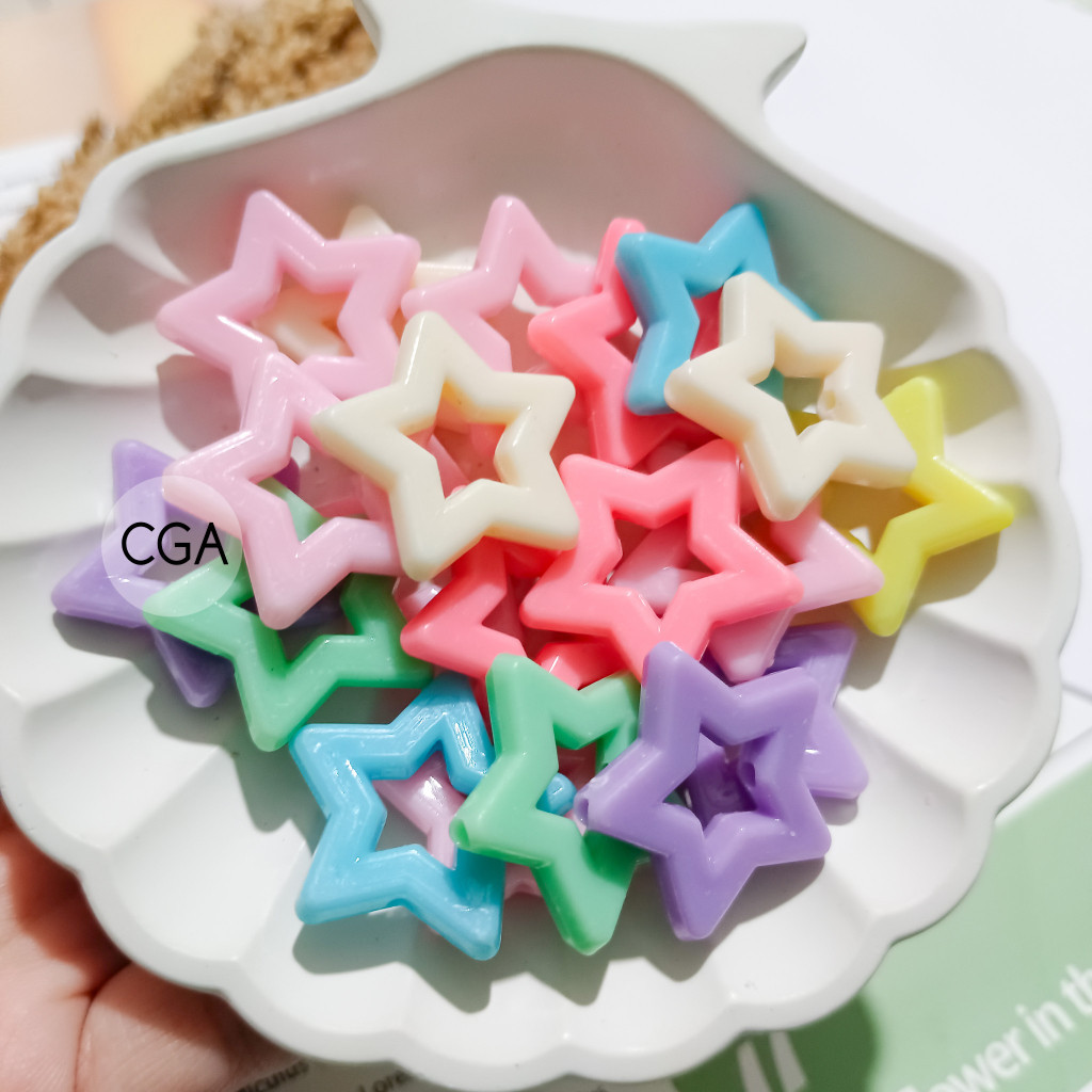 Bahan DIY Manik manik Bintang Pastel | Mote Bintang besar | Manik DIY phone strap gelang Premium