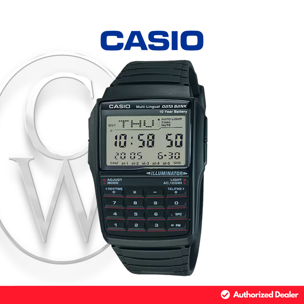 Jam Tangan Unisex Casio General DBC-32-1A Resin Vintage Classic Data Bank Digital Kalkulator Hitam