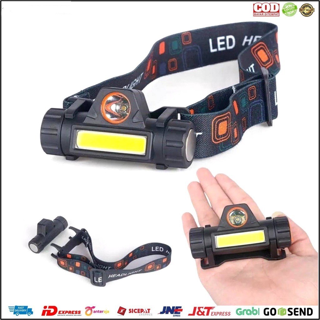 Senter Kepala COB LED 2 Mode USB Rechargeable + Magnetic Headlamp 2in1 Waterproof Senter Cas Casan S
