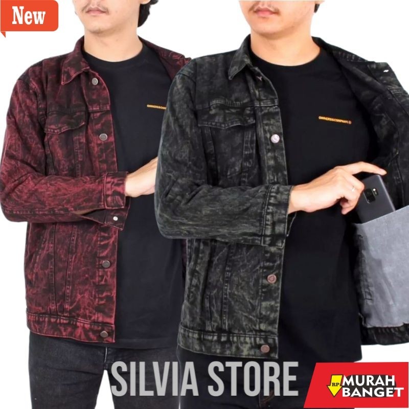 Jaket pria terbaru yg viral- Jaket Jeans Biru Snow / Jaket Jeans Hitam Snow / Jaket Jeans oversize /
