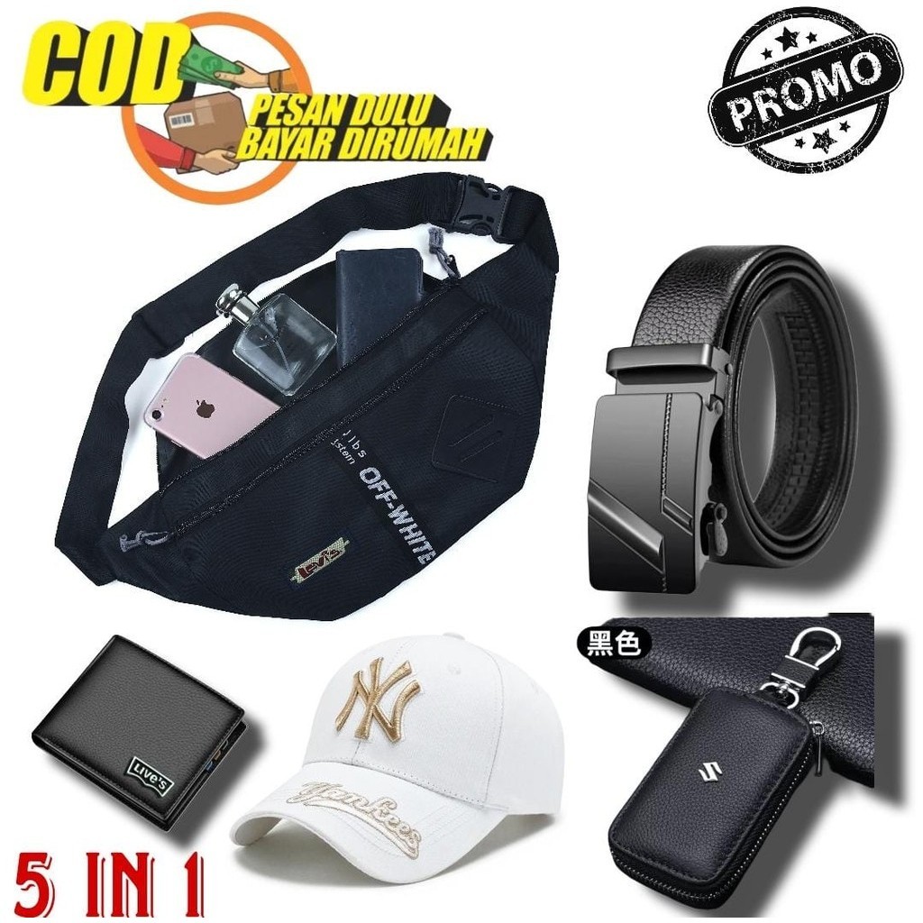 Terbaru....Paket Keren 5 in 1 Terkini Topi Pria Wanita Dewasa Keren Bonus Ikat Pinggang Import Premi
