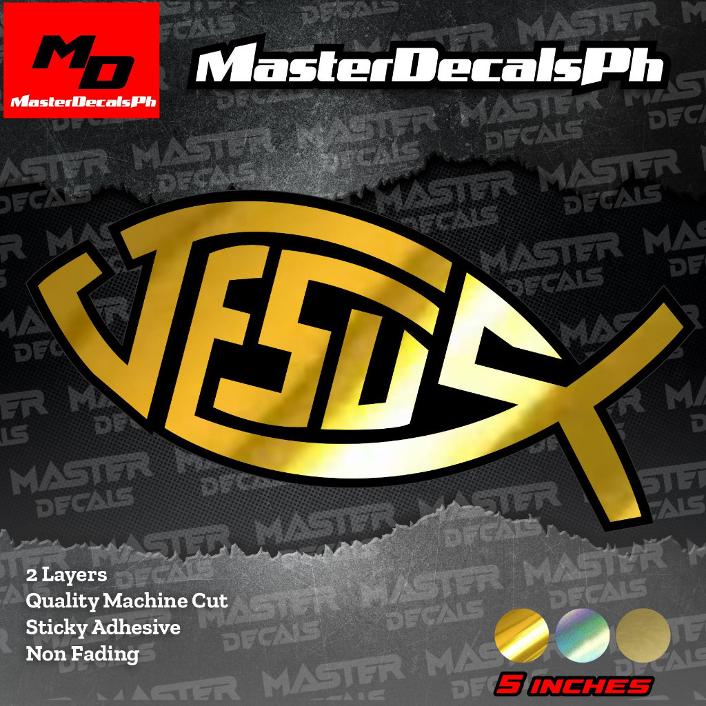 

JESUS FISH , 2 LAYERS Die Cut Sticker, High Quality Machine Cut Waterproof