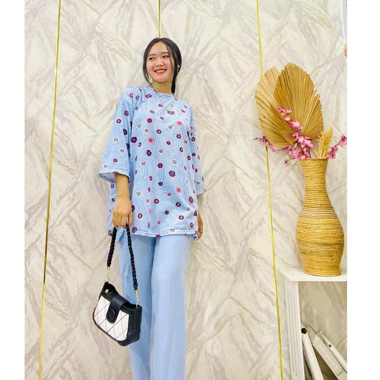 T33 - RPF ONESET CELANA CARGO WANITA SASA / SET CARGO SET FLOWER / PAKAIAN WANITA SIMPLE CASUAL / SE