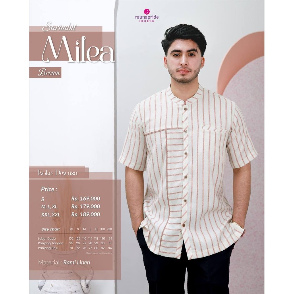 Sarimbit Milea - Koko Baju Atasan Kemeja Muslim Pria Dewasa Premium Terbaru by Rauna