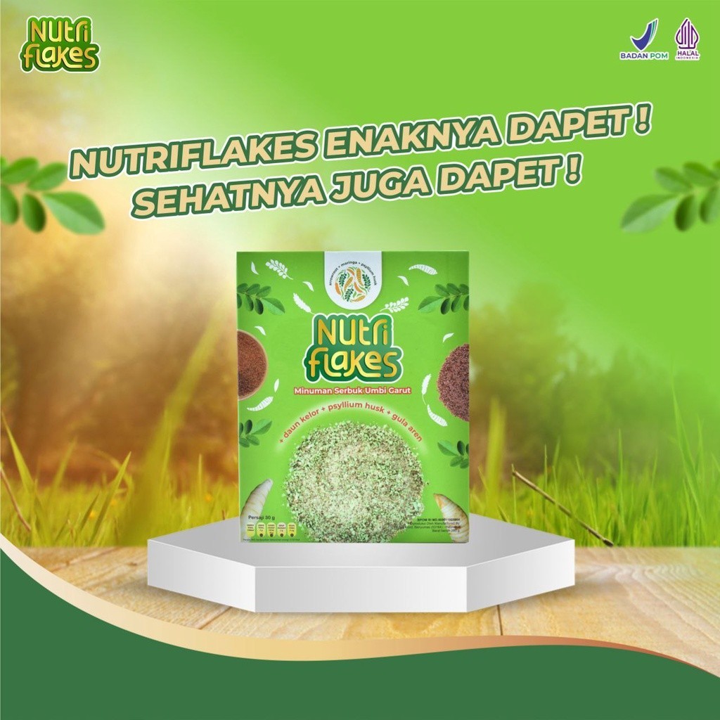 

NUTRIFLAKES Sereal Sehat Umbi Garut daun kelor dan psylium husk Solusi Maag & Gerd asam lambung
