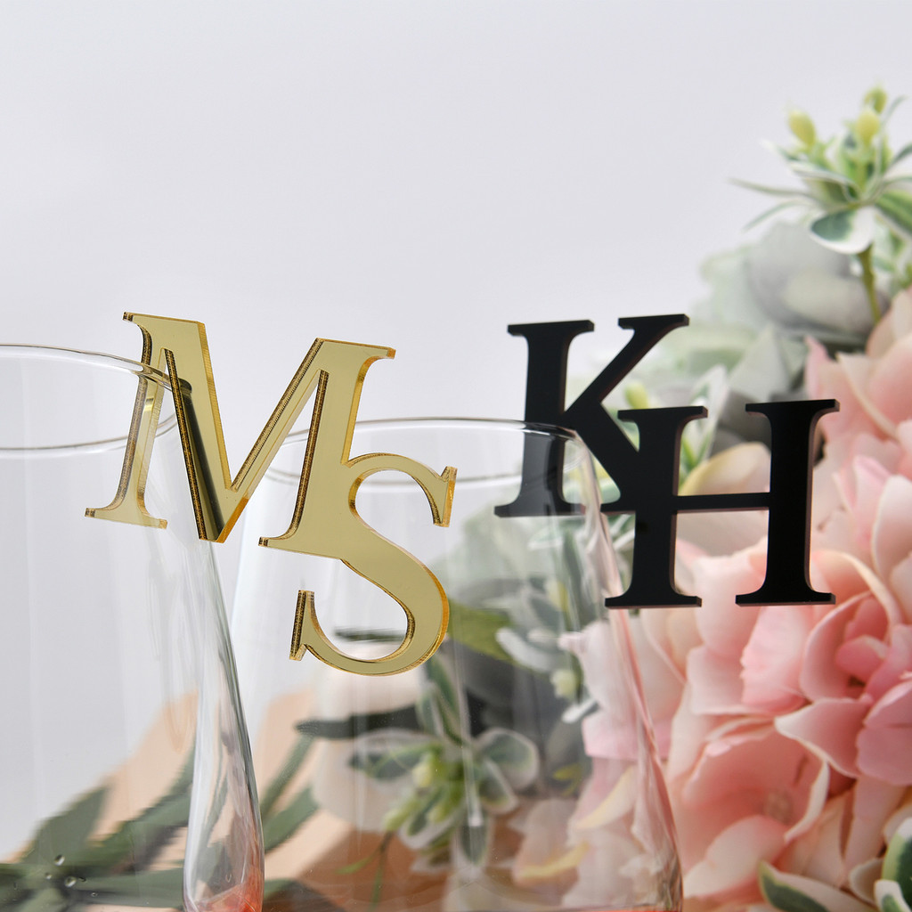 20/50/100pcs Personalized Cut Wedding Drink Tags Glass Topper Drink Stirrers Bar Sign Glass Marker A