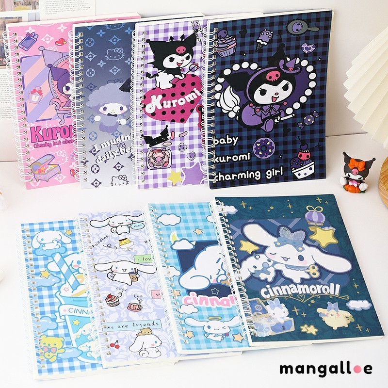 

【COD】 Buku catatan pelajar Kuromi, buku catatan koil A5 gaya ins, buku catatan Sanrio yang lucu MG