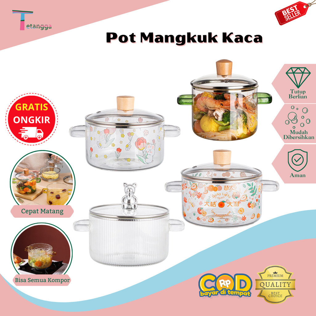 Tutup Beruang dan Pot Panci Masak Tahan Panas dengan Desain Transparan Lucu untuk Mangkuk Mie Siswa