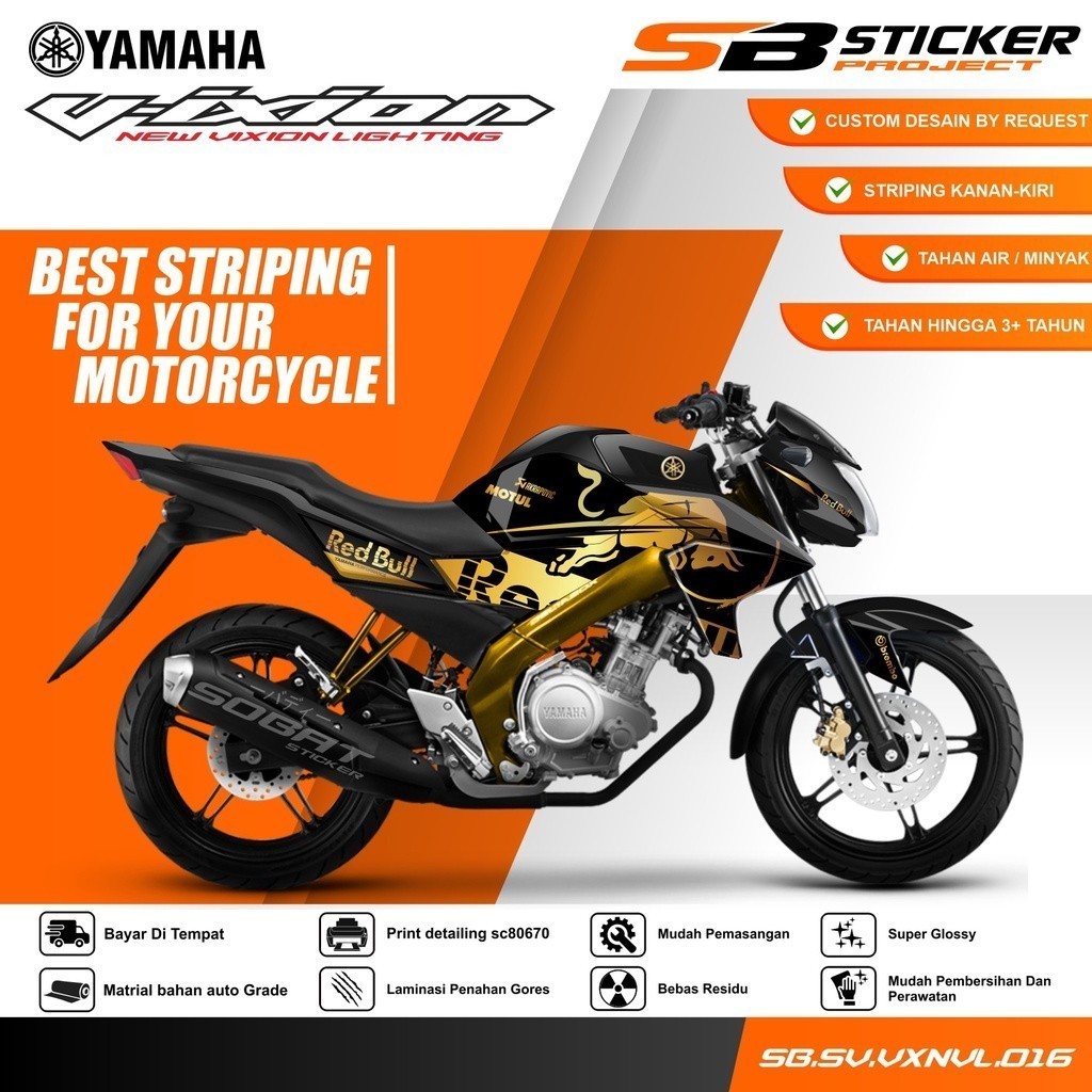 STRIPING VIXION NVL 2013-2015 - STRIPING HOLOGRAM YAMAHA VIXION NVL 2013-2015 RED BULL