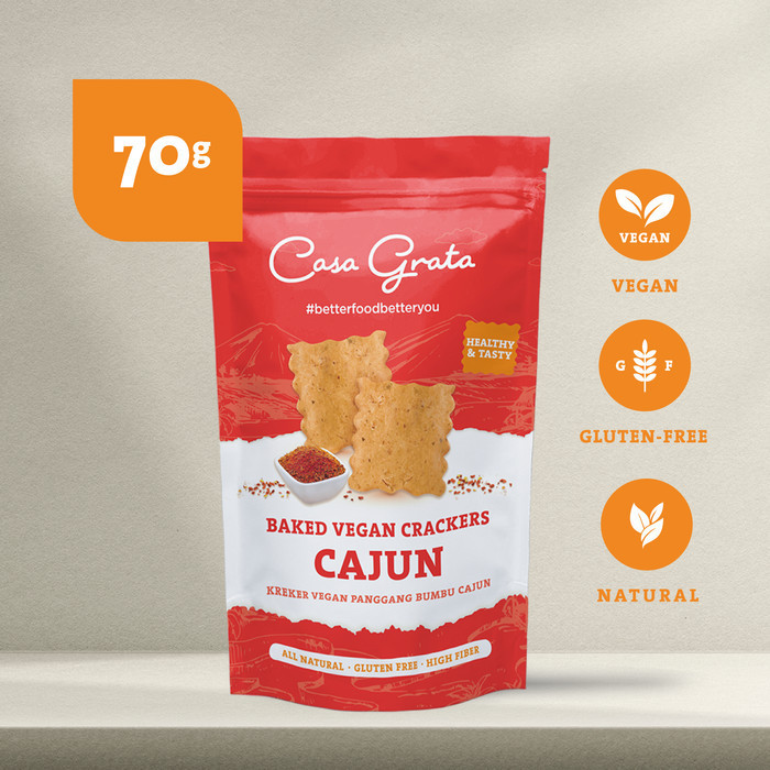 

Casa Grata Cajun Crackers - 70 gram - Snack Sehat No Gluten Snack Bebas Gluten