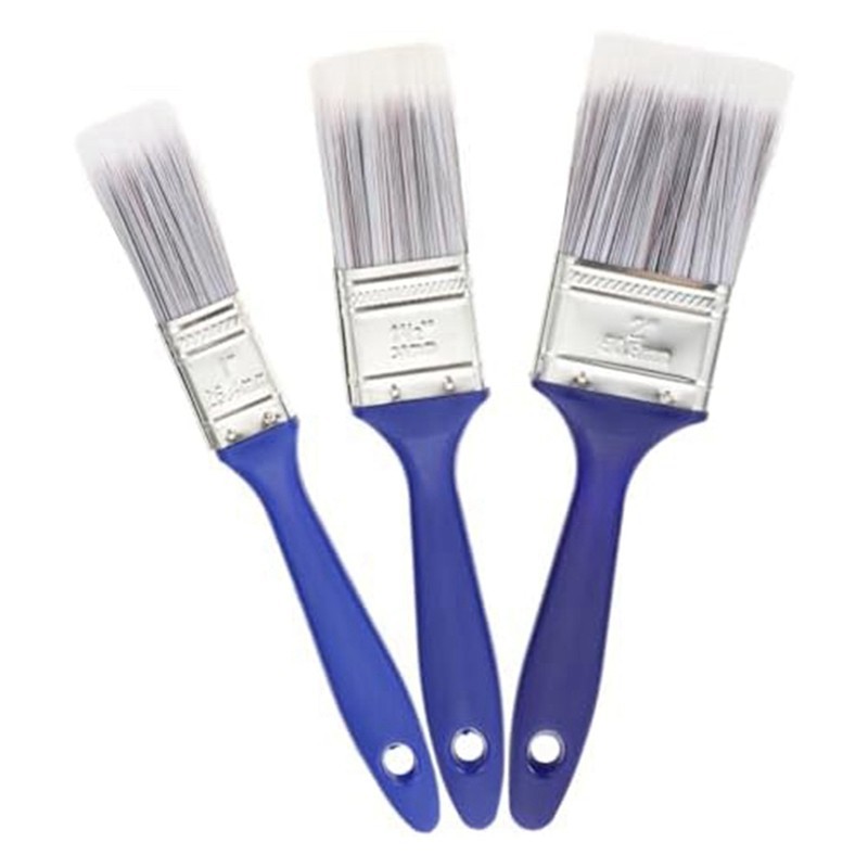 

3Pcs Blue Plastic Handle Brush Paint Brushes Varnishes Paint Brushes Wax Brush Flat Drawing Tool Nylon