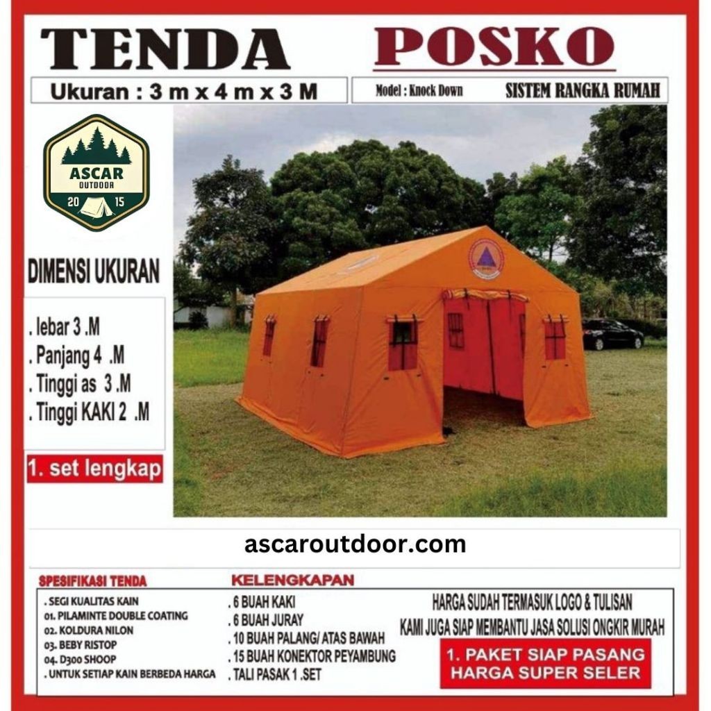 Tenda Posko siaga UK 4M x 6M x 3M  BNPB BPBD BASARNAS