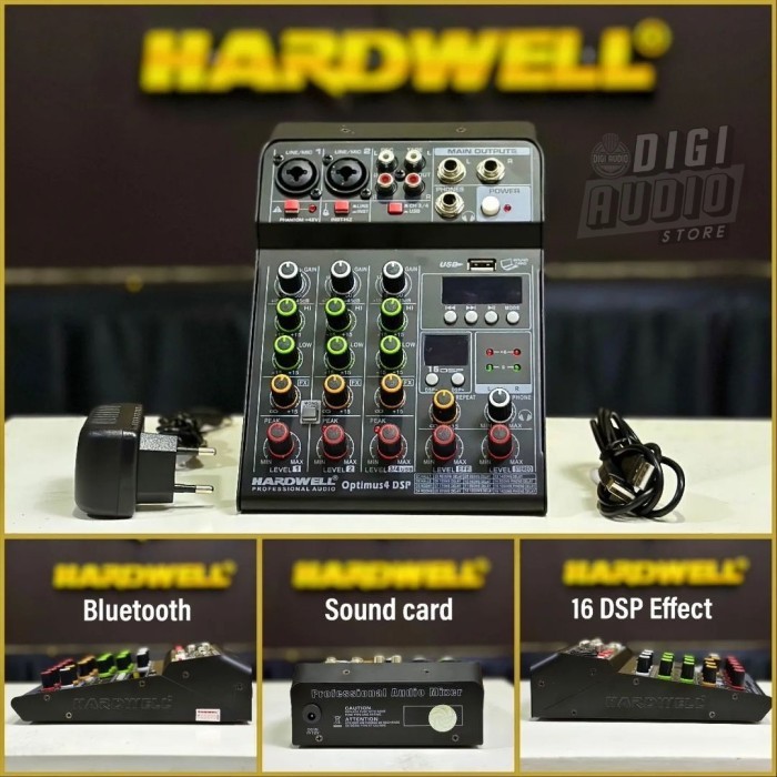 Audio Mixer 4 Channel HARDWELL OPTIMUS 4 USB Soundcard Bluetooth Efek