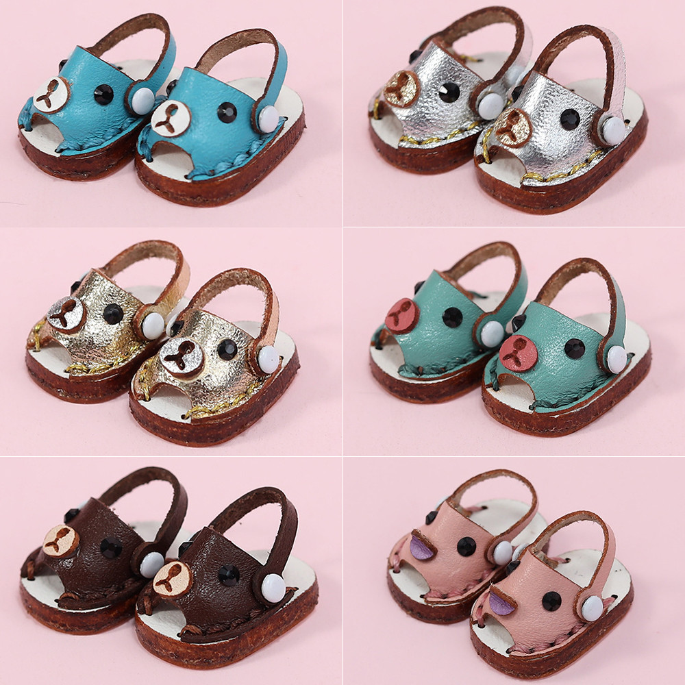 Ob11 Doll Bear Slippers Sandals Cowhide Shoes Fashion Holala Shoes Doll Accessories For Obitsu11,Bod