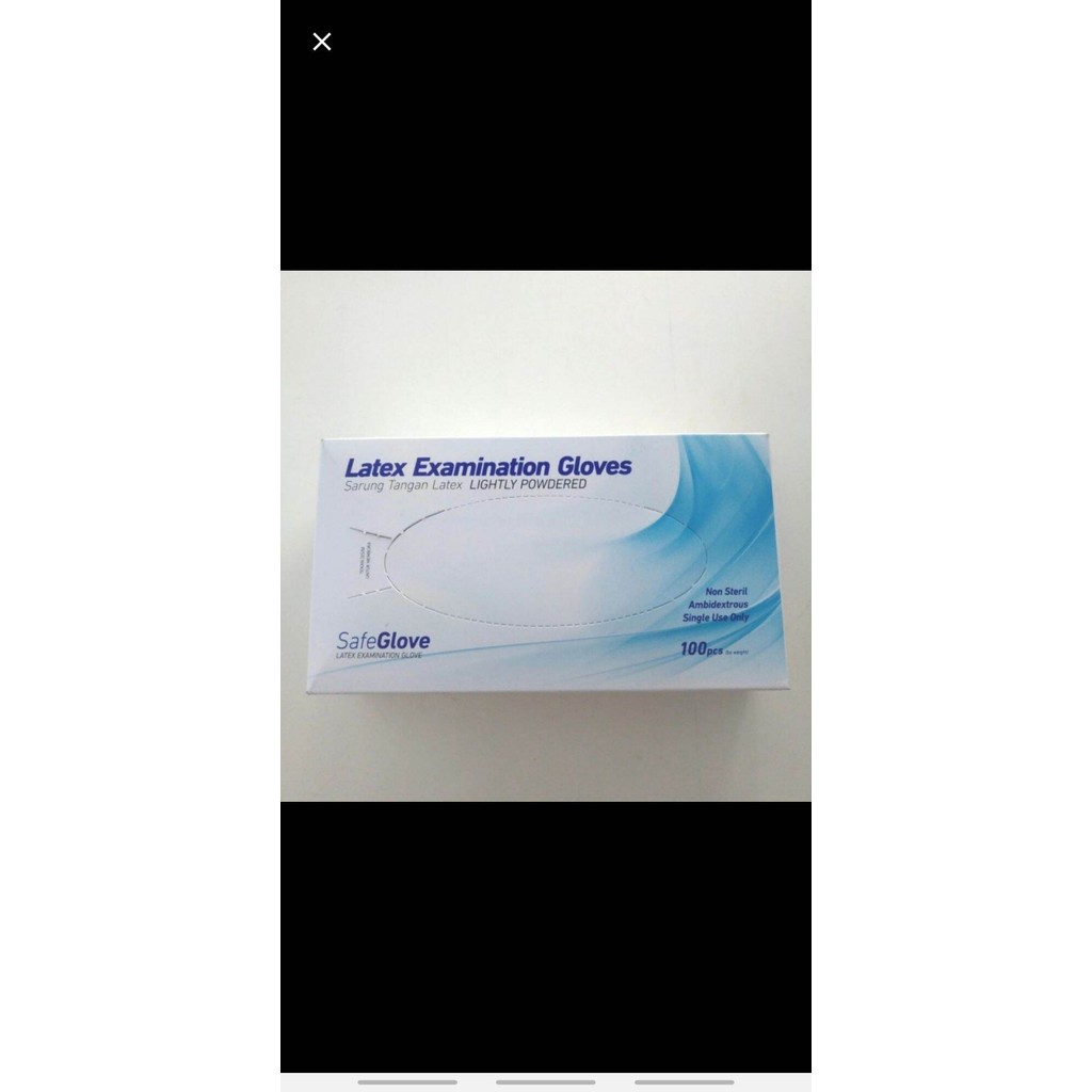 3 PASANG Sarung Tangan Karet Latex Examination Gloves SafeGlove Size M