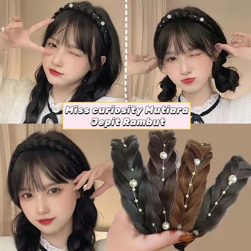 Bando Rambut Kepang /Bando Kepang Korea Wanita/Mutiara Jepit Rambut/ Bando Berlian Gaya /Korea Wanit