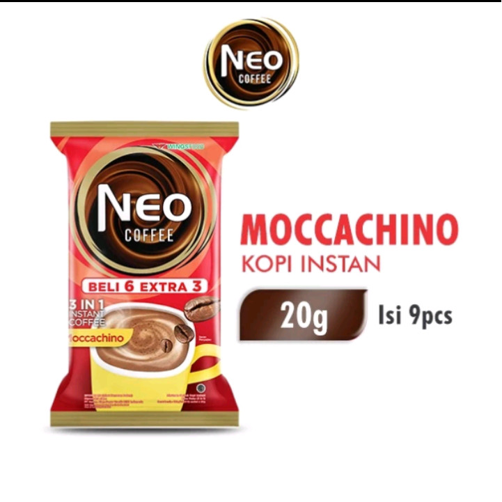 

A591 - (9 PCS) Neo Coffee Mocachino Kopi Neo Moccachino kopi instan 20gr Isi 6 + 3 PCS