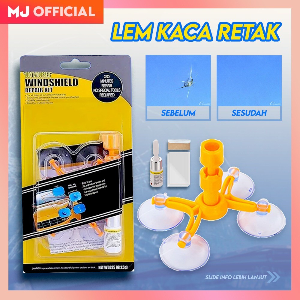 Lem Reparasi Kaca Mobil Hp LCD Retak Windshield Glass Repair Kit Sealent Perawatan Mobil Hitam Black