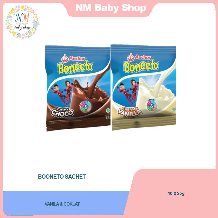 

BONEETO SACHET VANILA & COKLAT 10 X 25G (1 RENCENG ISI 10) SUSU ANAK SSSC