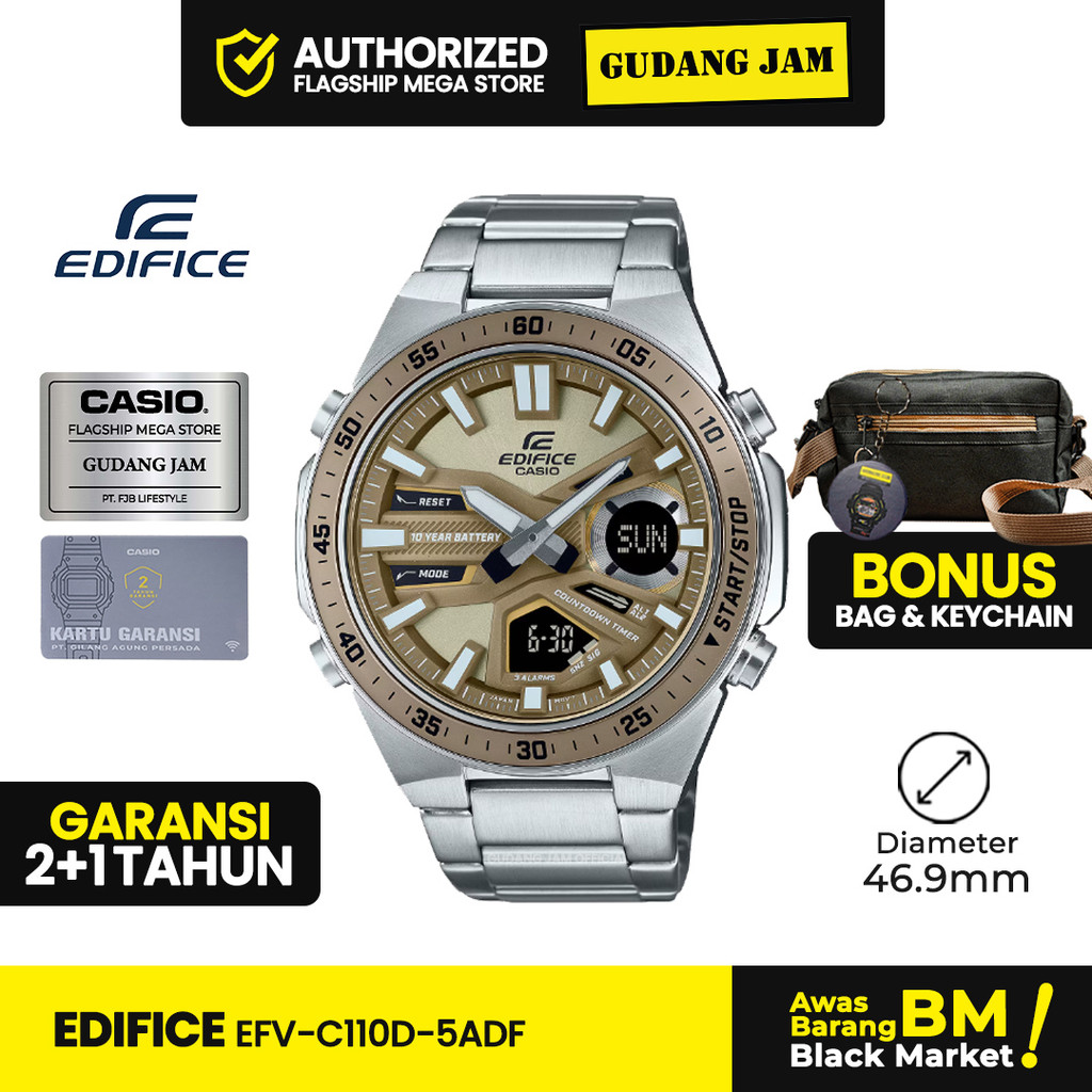 Jam Tangan Pria Edifice EFV-C110D-5ADF EFV-C110D-5 Analog Strap Stainless Steel