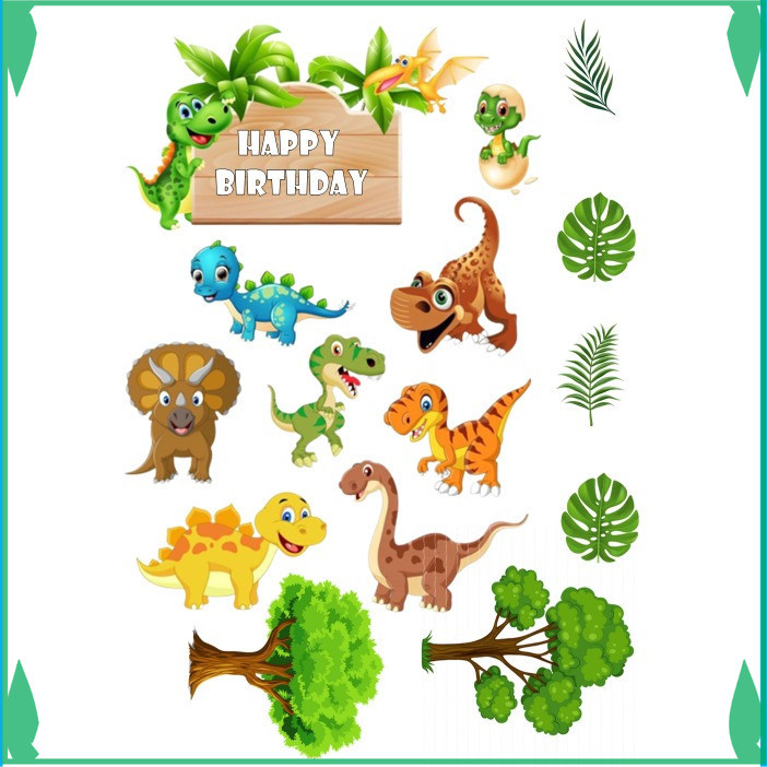TOPPER Dinosaurus/Hiasan Kue ULTAH Tema DINO Cartoon - FADHILPRINT