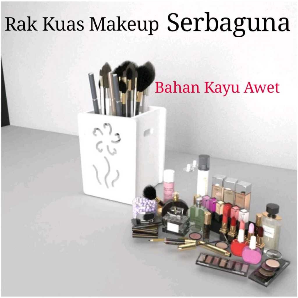 Kinbar Tempat Kuas Make Up Serbaguna / Rak Keranjang Mini Kayu Kuas Makeup Pulpen Sisir Multifungsi