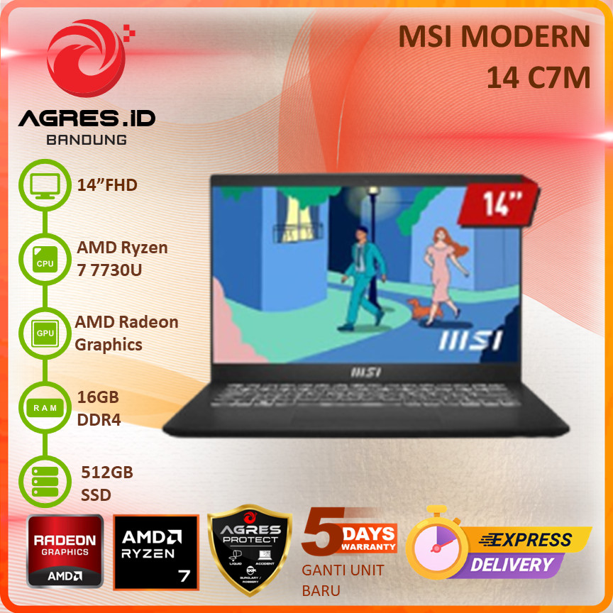 MSI MODERN 14 C7M RYZEN 7 7730U 16GB 512GB 14" FHD IPS