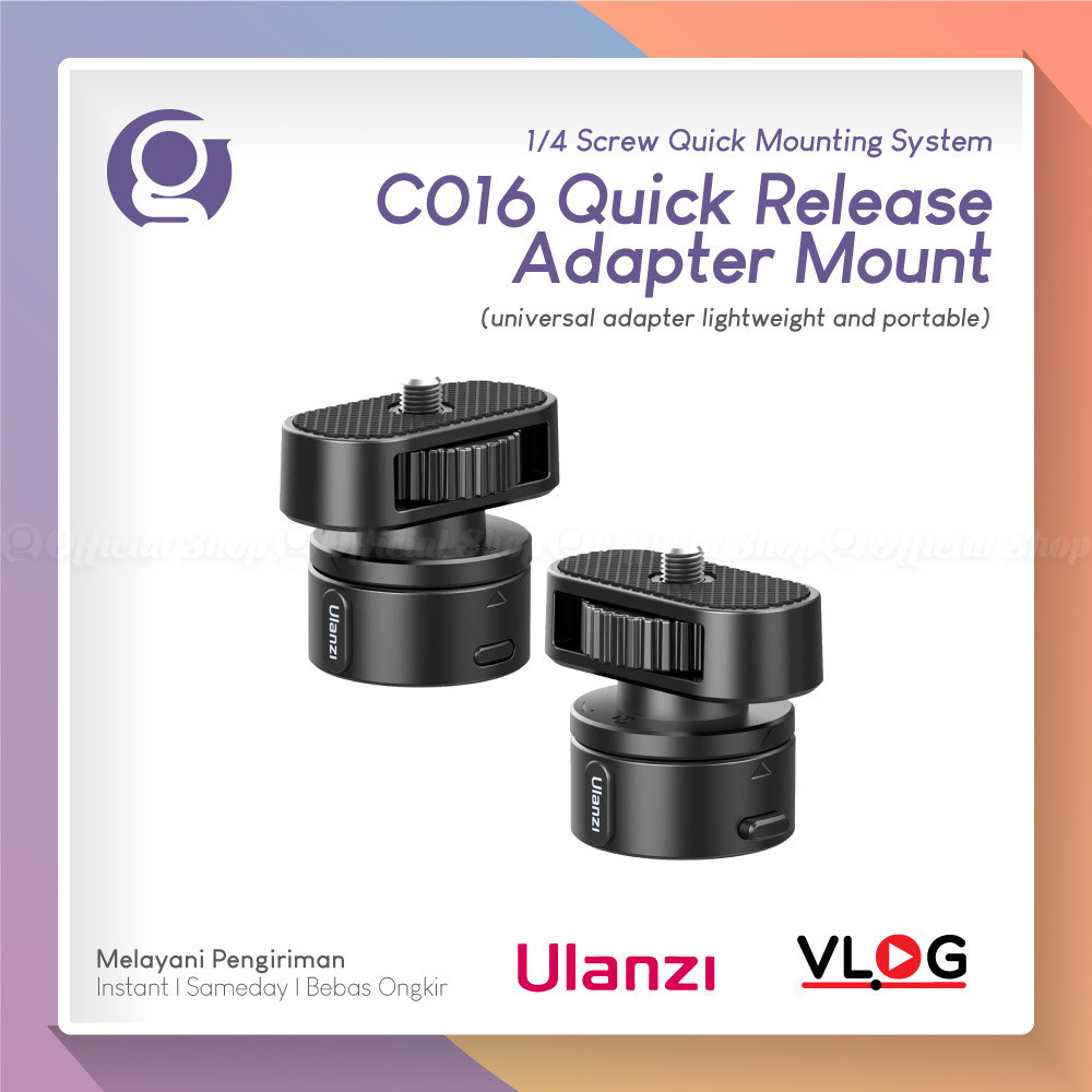 ULANZI C016 Magnetic Quick Release 1/4 Screw Adapater Tripod Mount for Kamera / LED / Mic / Clip HP 