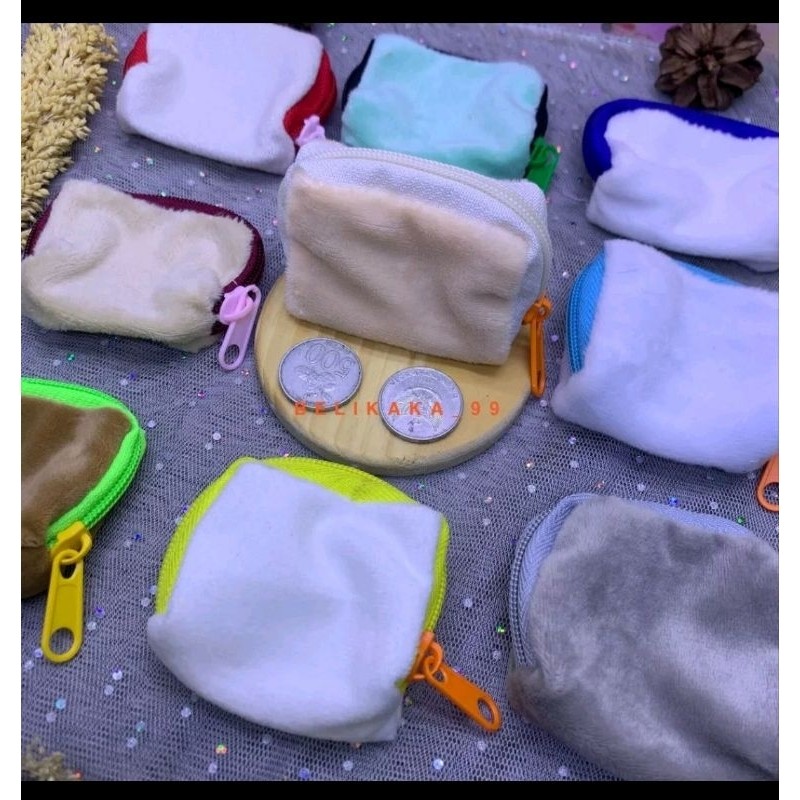 dompet koin anak isi 10 pcs dompet kain halus resleting campur warna