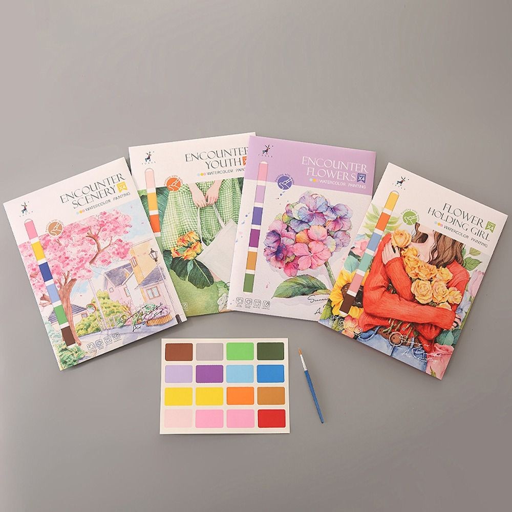 

Specialty Paper Watercolor Painting Book With Pigment Encounter Youth Gouache Graffiti Book Flowers Drawing Doodle Book