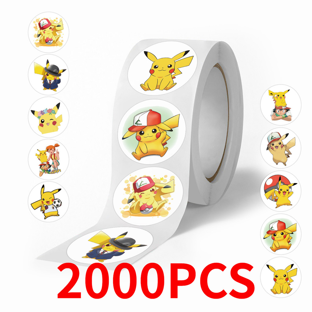 

500/2000pcs Pokemon Pikachu Sealing Stickers Cute Cartoon Anime Stickers Round Diy Decor Album Diary Label Graffiti