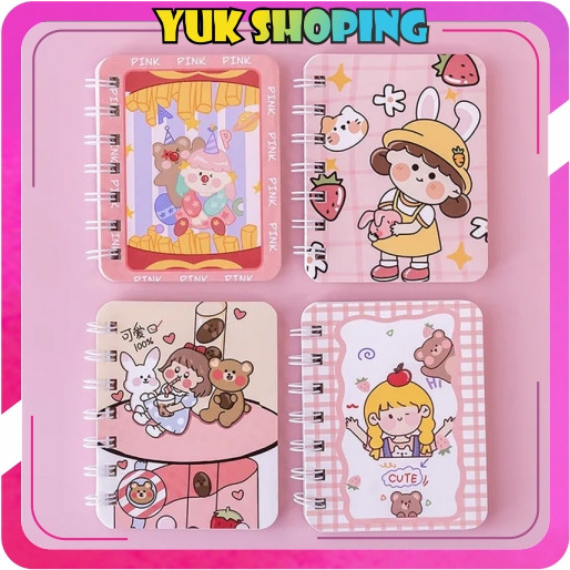 

YUKSHOPING A7buku catatan kartun/ NOTEBOOK RING MOTIF / BUKU CATATAN RING 1 buku isi 80 lembar S101