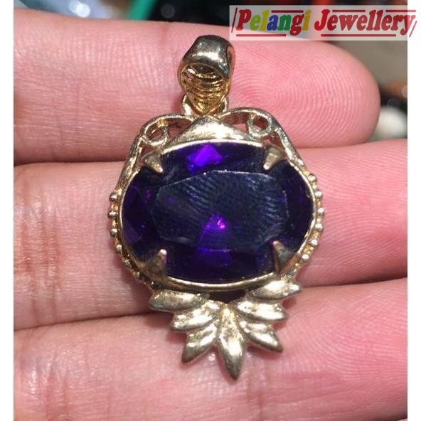 Liontin Titanium Batu  PermataKecubung Amethyst HQ