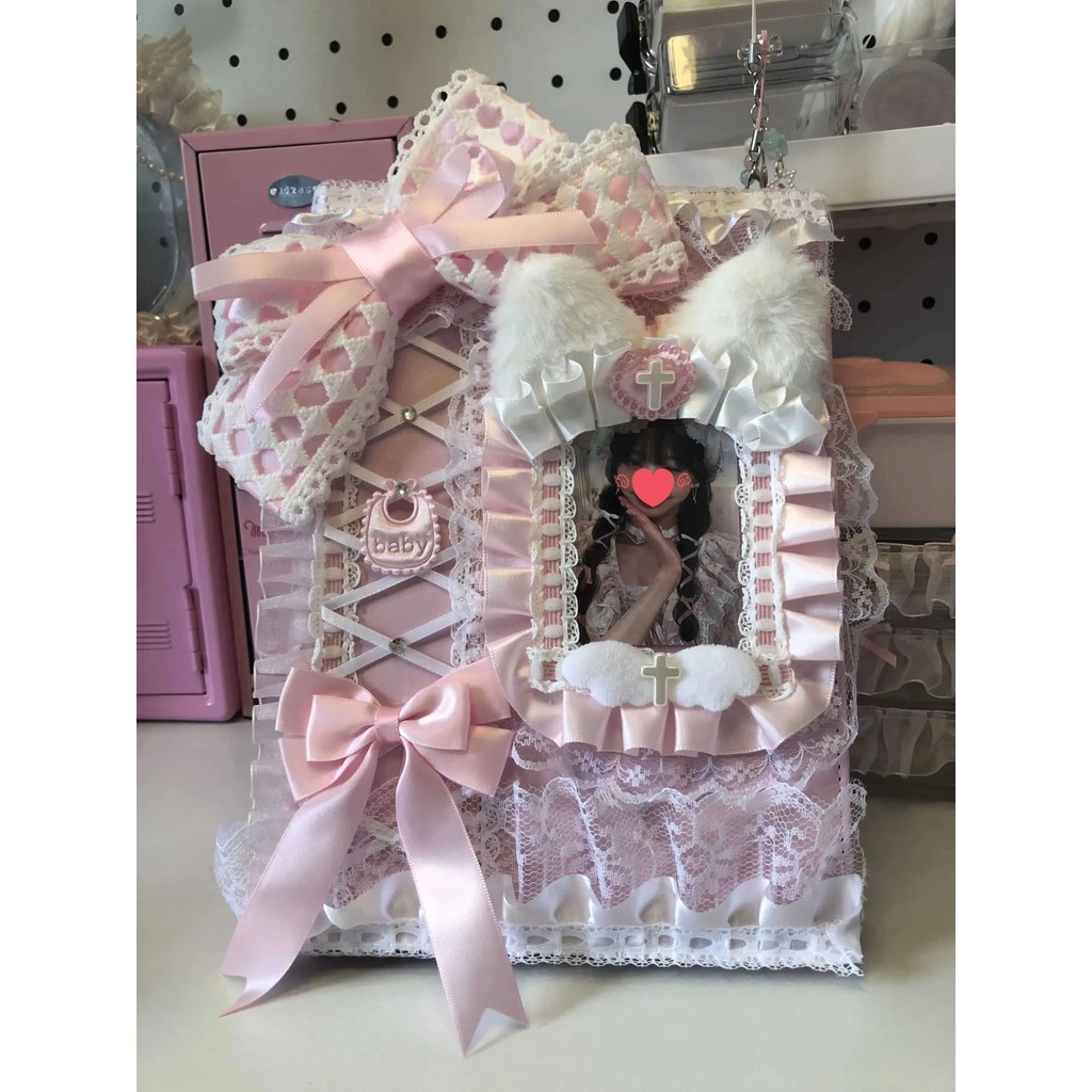 A5 Binder Photocard Holder Pink Kpop Collect Book 6 Ring Lace Top Loader Photo Album Deco Pc Handmad