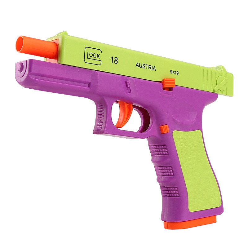 Toy Gun Shell Ejected Soft Bullet Pistol Manual with Bullets Multi Color Desert Eagle Blaster for Ad