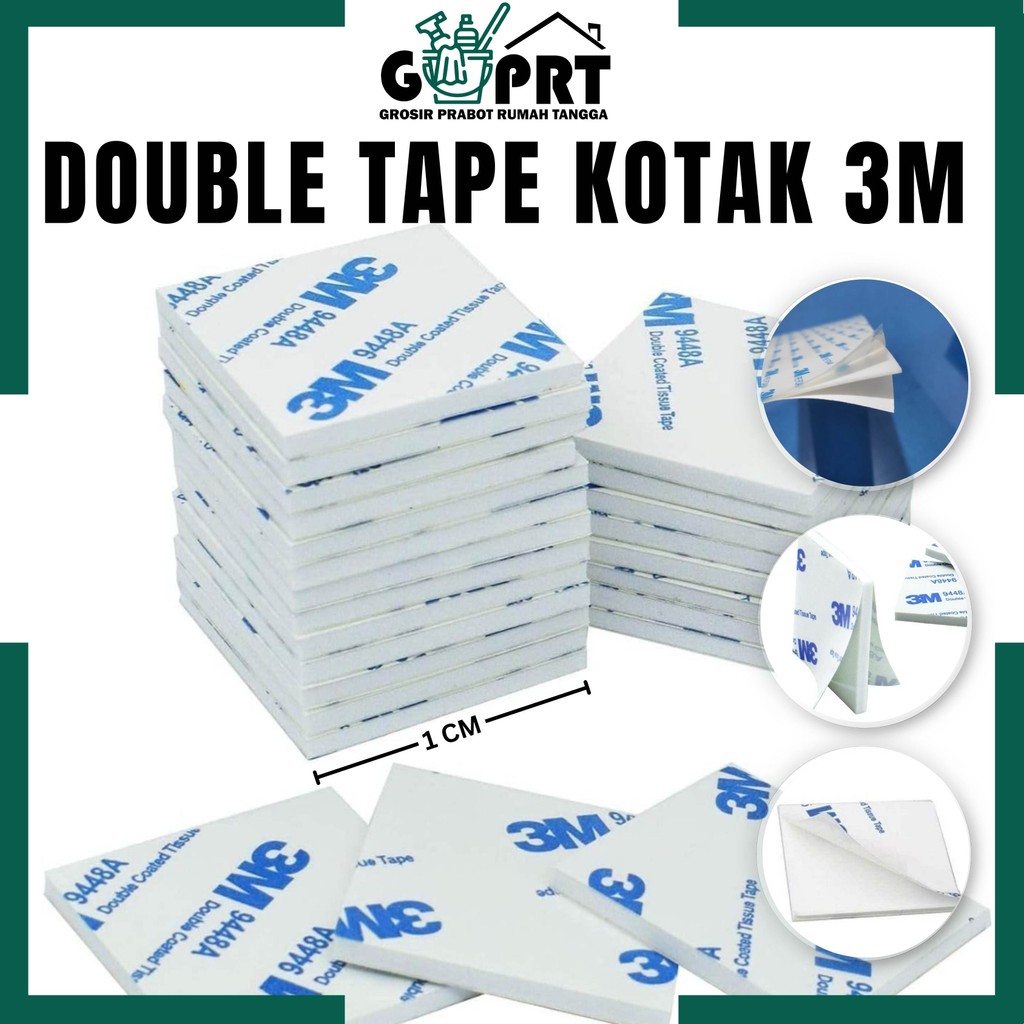 GPRT Double Tape 3M Solasi Bolak Balik 1CM Double Coated Tissue Adhesive Tape Foam Busa Kotak Lengke