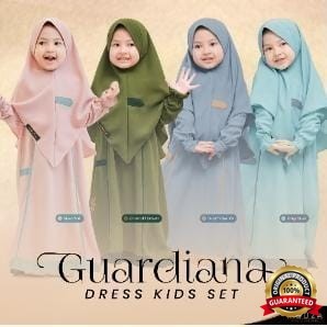 SabilaMall - Gamis Anak Set Hijab Bahan Crepe Guardiana Dress Set Kids Premium By Mouza