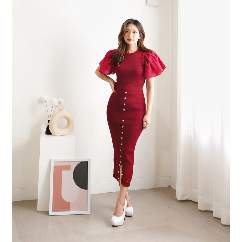 A163 Setelan Wanita Donita 2 in 1 Atasan Rok Donita Rajut Knit TE