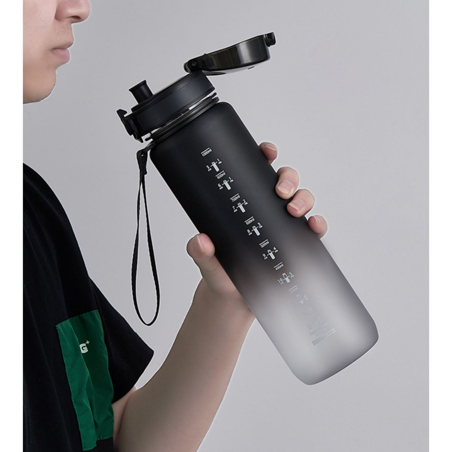 1 Liter Large Capacity Sports Water Bottle Portable Leak-Proof Plastic Bottle for Outdoor Sports Tra