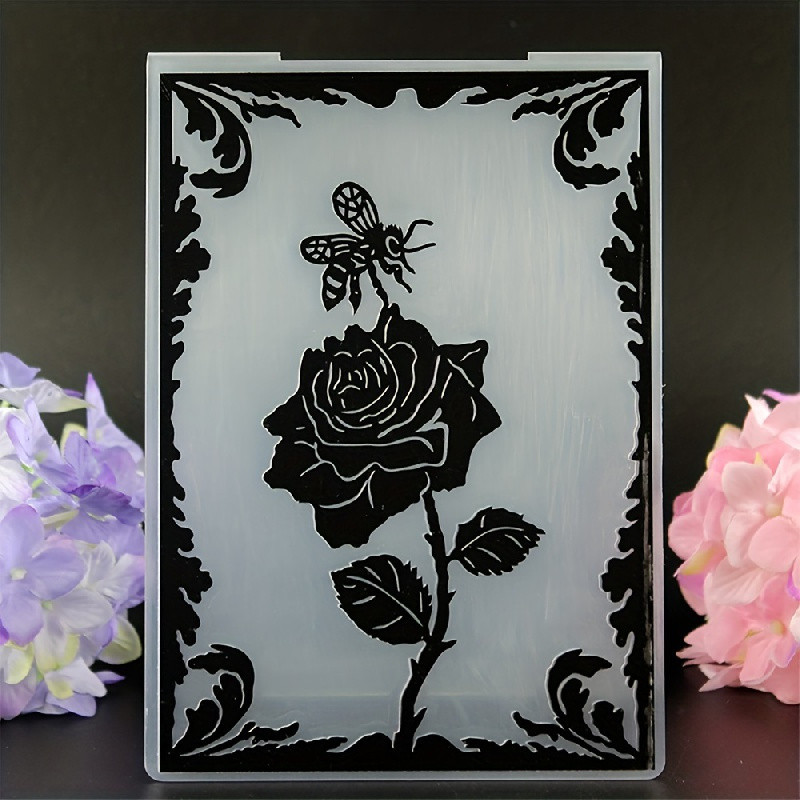 

Rose And Bee 3D Plastic Embossing Template For DIY Scrapbooking Paper Craft Card Making Decoration Supplies