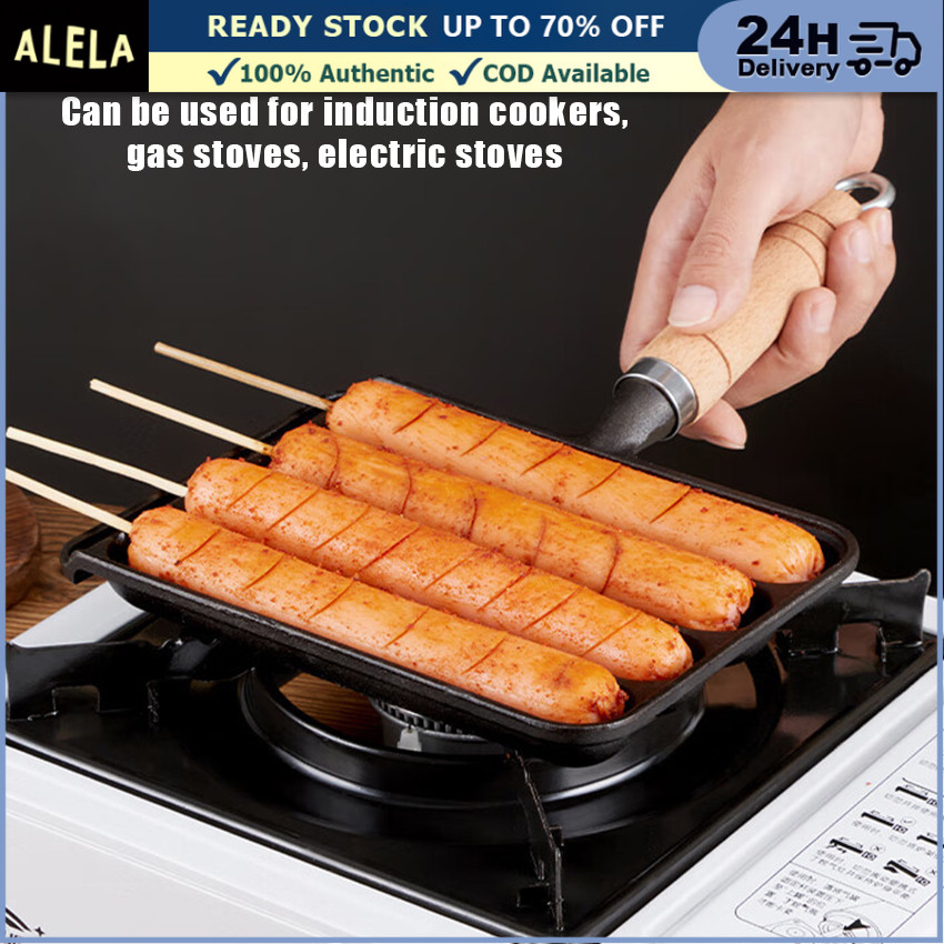 Panci Panggangan Sosis BBQ Grill Panggang Hot Dog Teflon Anti Lengket