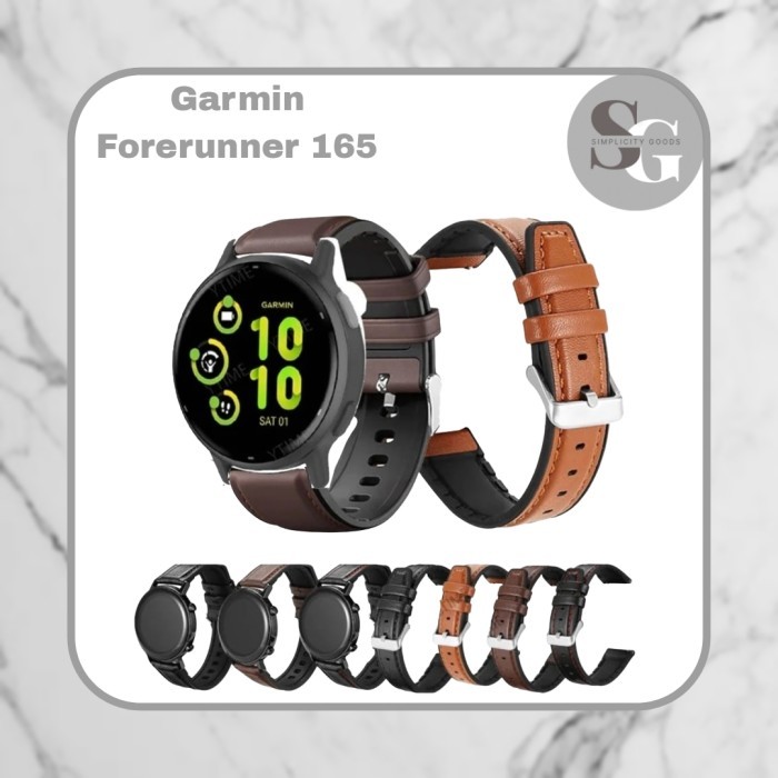 JXRZ Strap Garmin Forerunner 165 Watch Leather Silicone Tali Jam Tangan Kulit Smartwatch