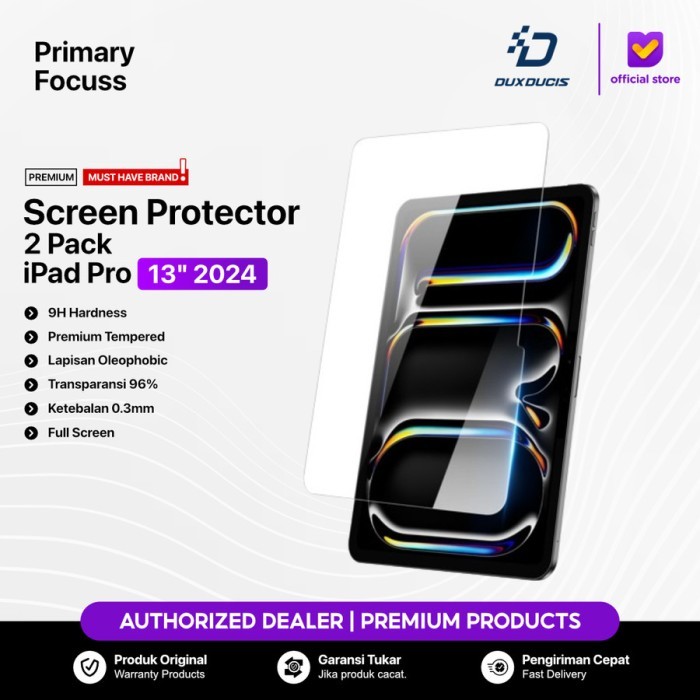 Screen Protector iPad Pro 13 Inch 2024 DUX DUCIS Full Screen Tempered Glass Pelindung Layar HD View