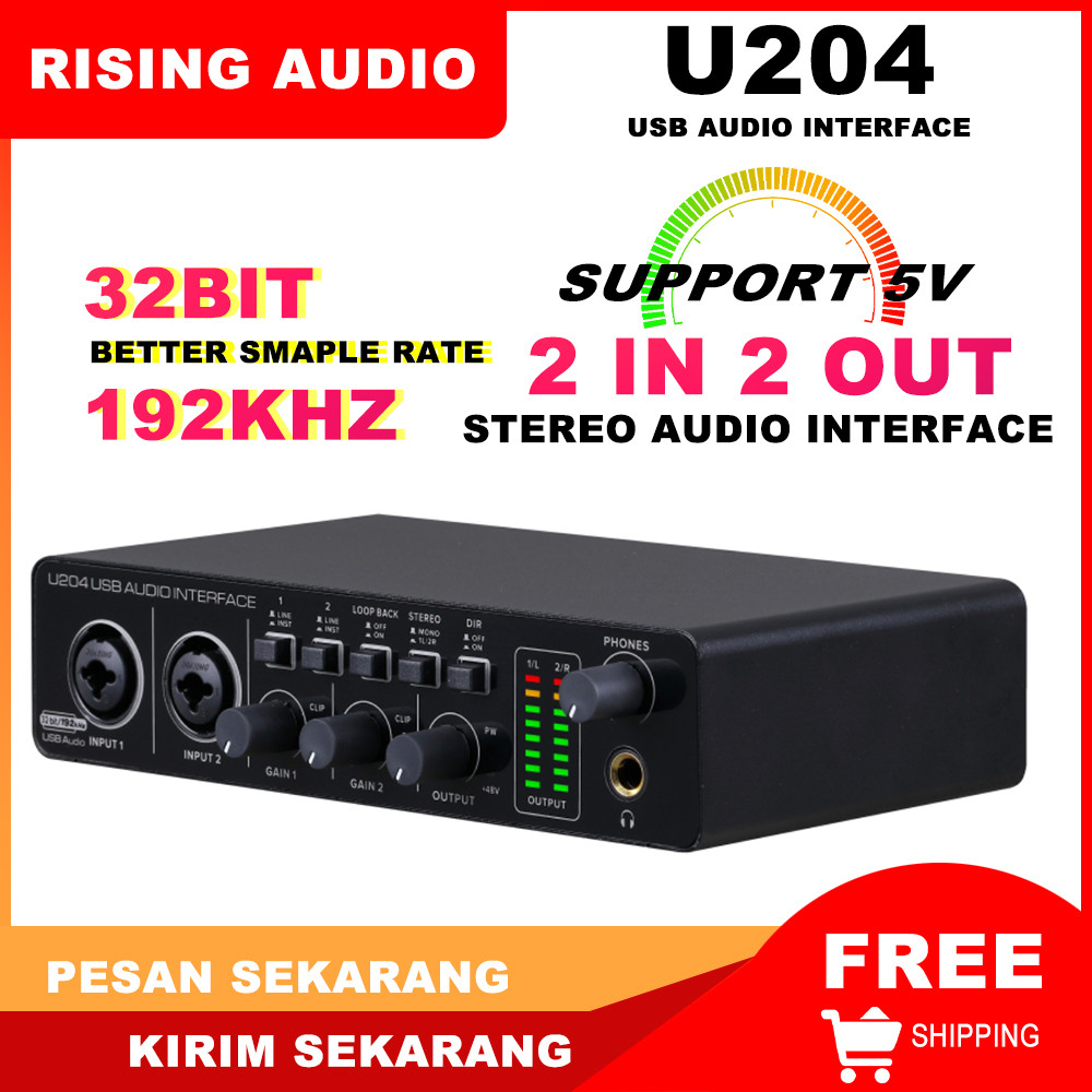 BOMGE U204 USB Audio Interface for PC Computer Recording Music, 2x2 Guitar Audio Interface for Mac 3