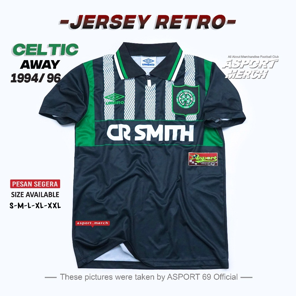 JERSEY CELTIC RETRO AWAY 1994 1995 1996 JERSI RETRO CELTIC 94 96 AWAY