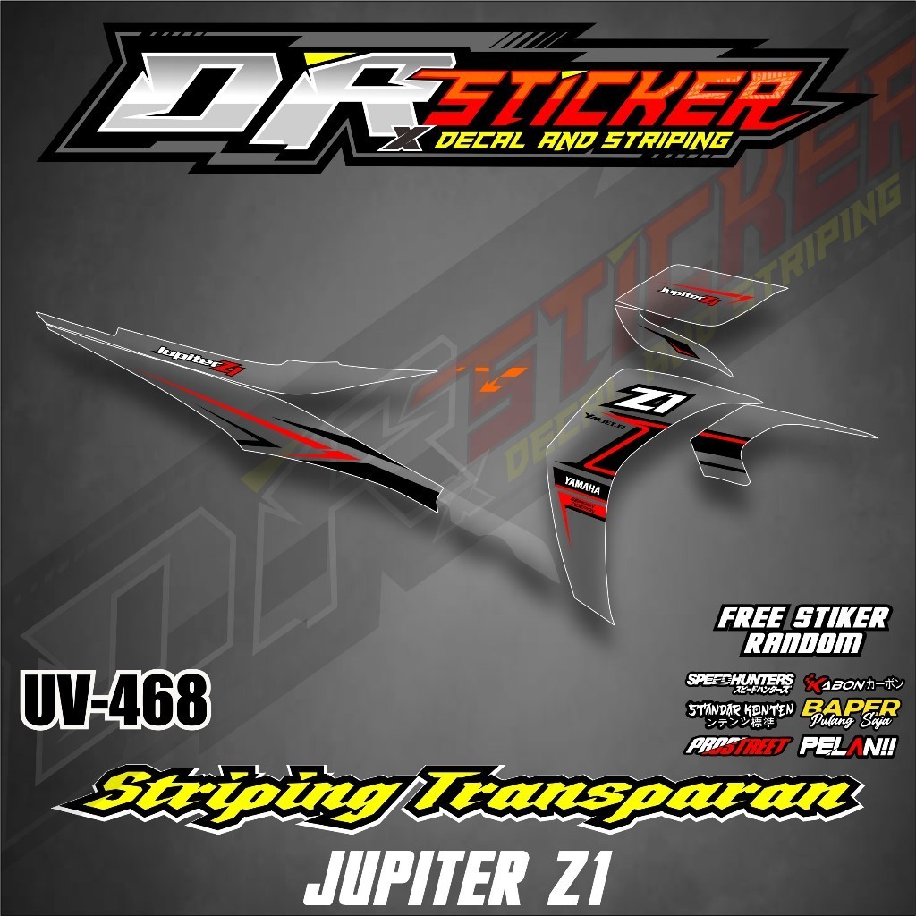 Striping Stiker Transparan UV Jupiter Z1 List Variasi Simple Grafis