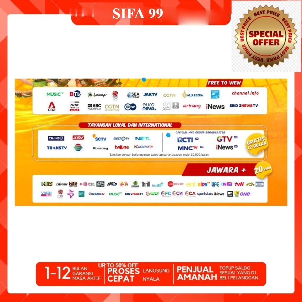 SIFA 99 Paket Jawara Mnc Vision Jawara & Jawara + 1BULANN