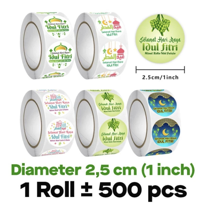 

Sticker Label Selamat Idul Fitri Stiker Lebaran diameter 2,5 cm (±500 pcs / Roll) SS001 - ZO