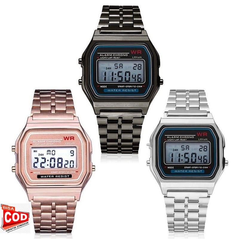 Jam Tangan Pria Wanita Model Casio Digital Rantai